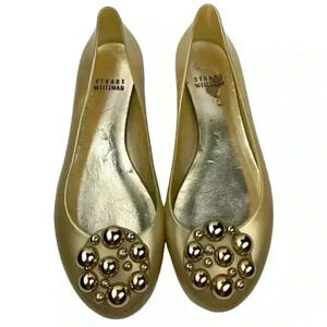 Stuart Weitzman womens ballet flats size 7 gold jelly Pearl balletcore beach